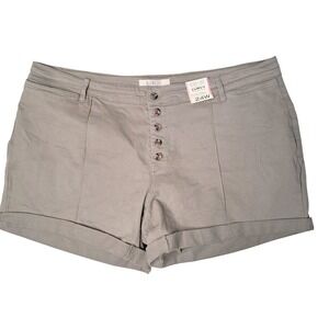 ALIVIA FORD Curvy Collection 24W Mid Rise Double Cuff Twill Shorts Olive Green